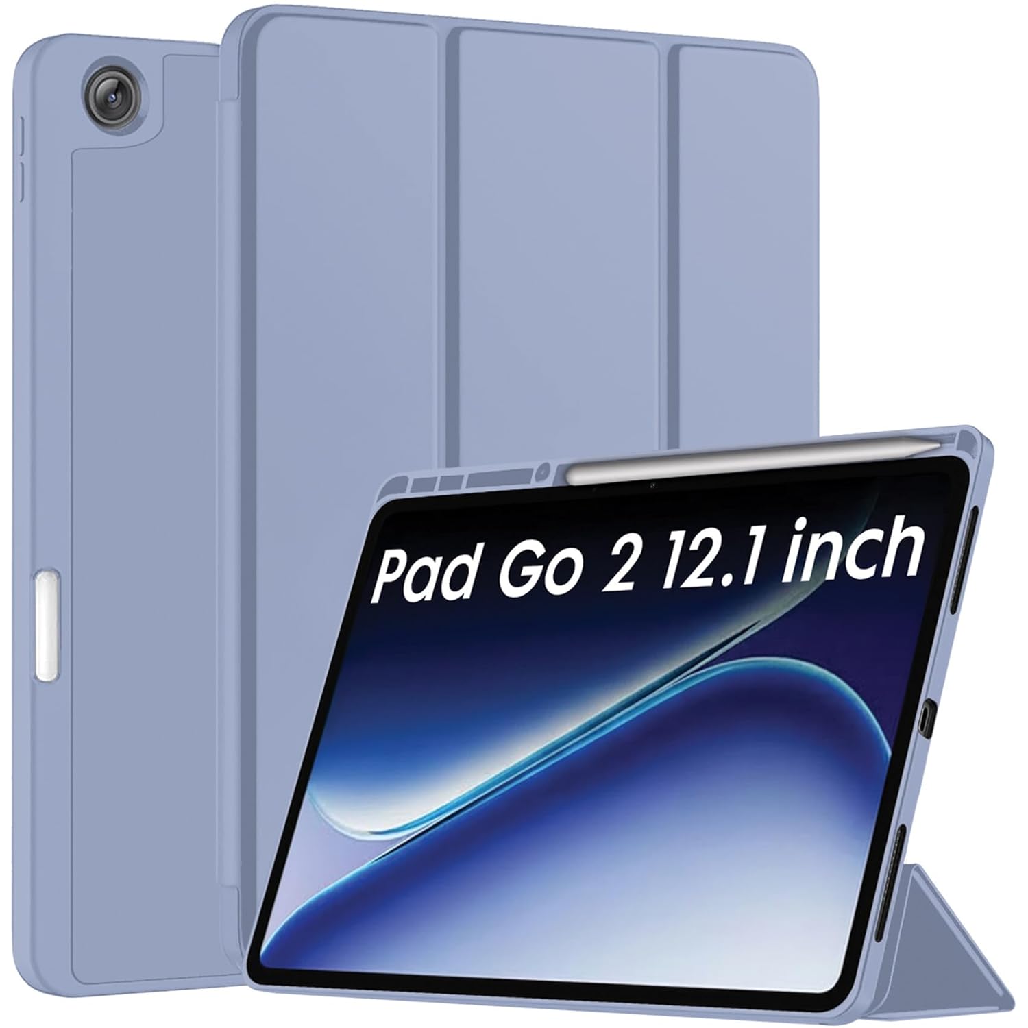 Robustrion Cover for OnePlus Pad Go 2 12.1 inch Cover Case with Pencil Holder, Trifold Cover Case for OnePlus Pad Go 2 Tablet Cover [Auto Sleep Wake Support] – Lavender