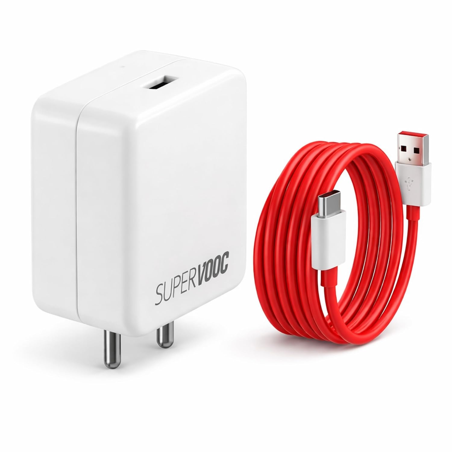 Novobit 80W SUPERVOOC Fast Charger with Type-C Cable | Ultra-Fast Charging Compatible with OnePlus, Oppo | Supports VOOC/SUPERVOOC, Warp, Dash, Dart, SuperDart, QC 3.0 (80w Combo)