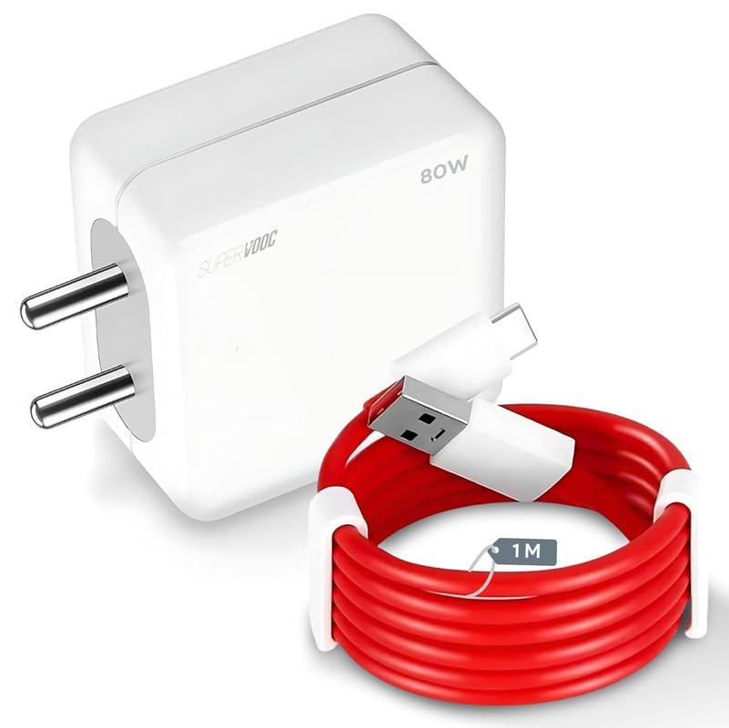 80W Charger for One-Plus Nord 2T / 2 T Charger Original Adapter Like Quick Dash Warp Dart Flash Super Vooc Fast Charger with 1 Meter Type C USB Data Cable (4A/7.3A, TDRA56A, Red)