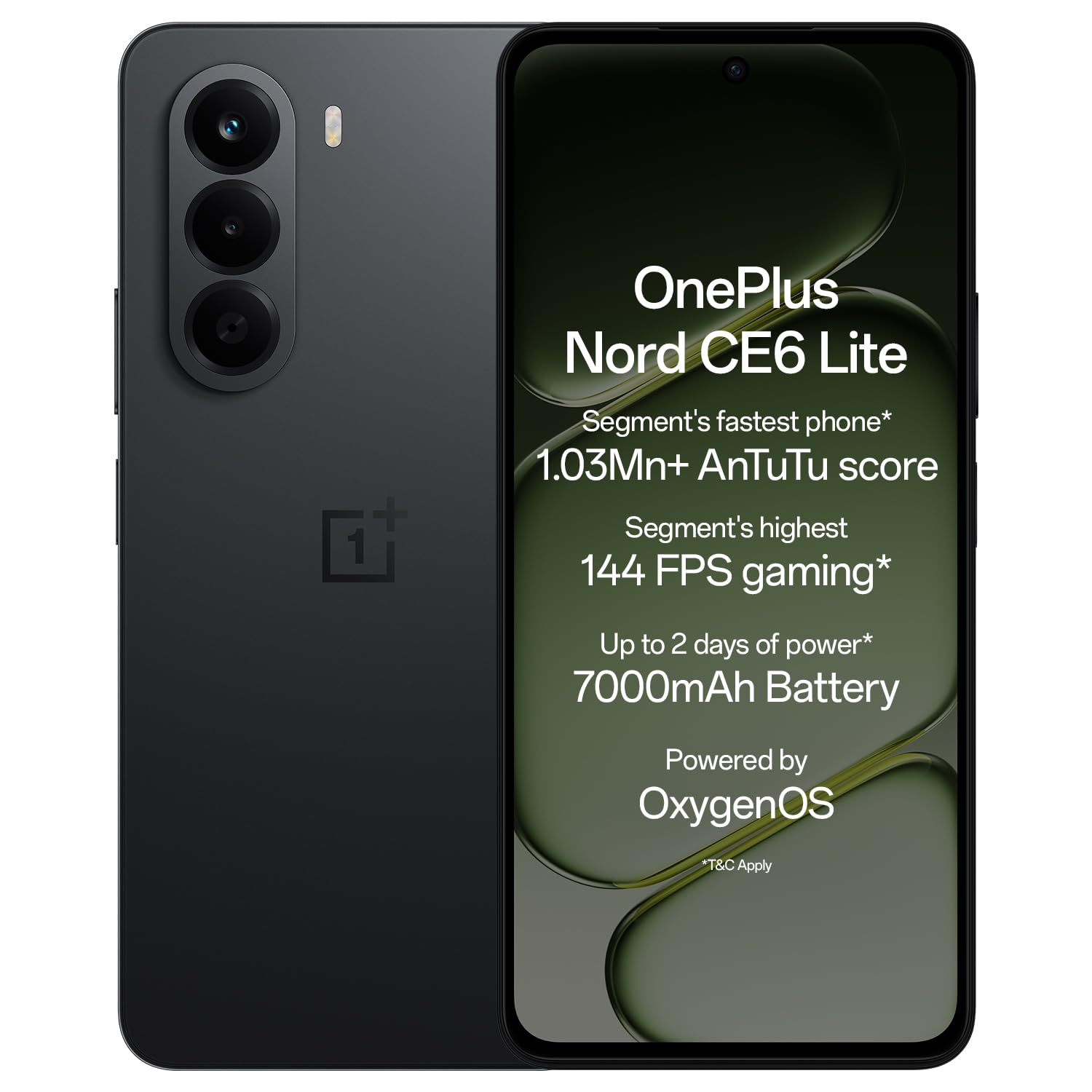 OnePlus Nord CE6 Lite | 6GB+128GB | Hyper Black | Segment’s Fastest Dimensity 7400 Apex Processor | 7000mAh Battery | Segment’s Highest 144Hz Refresh Rate | 50MP Main Camera, 4K Video Recording