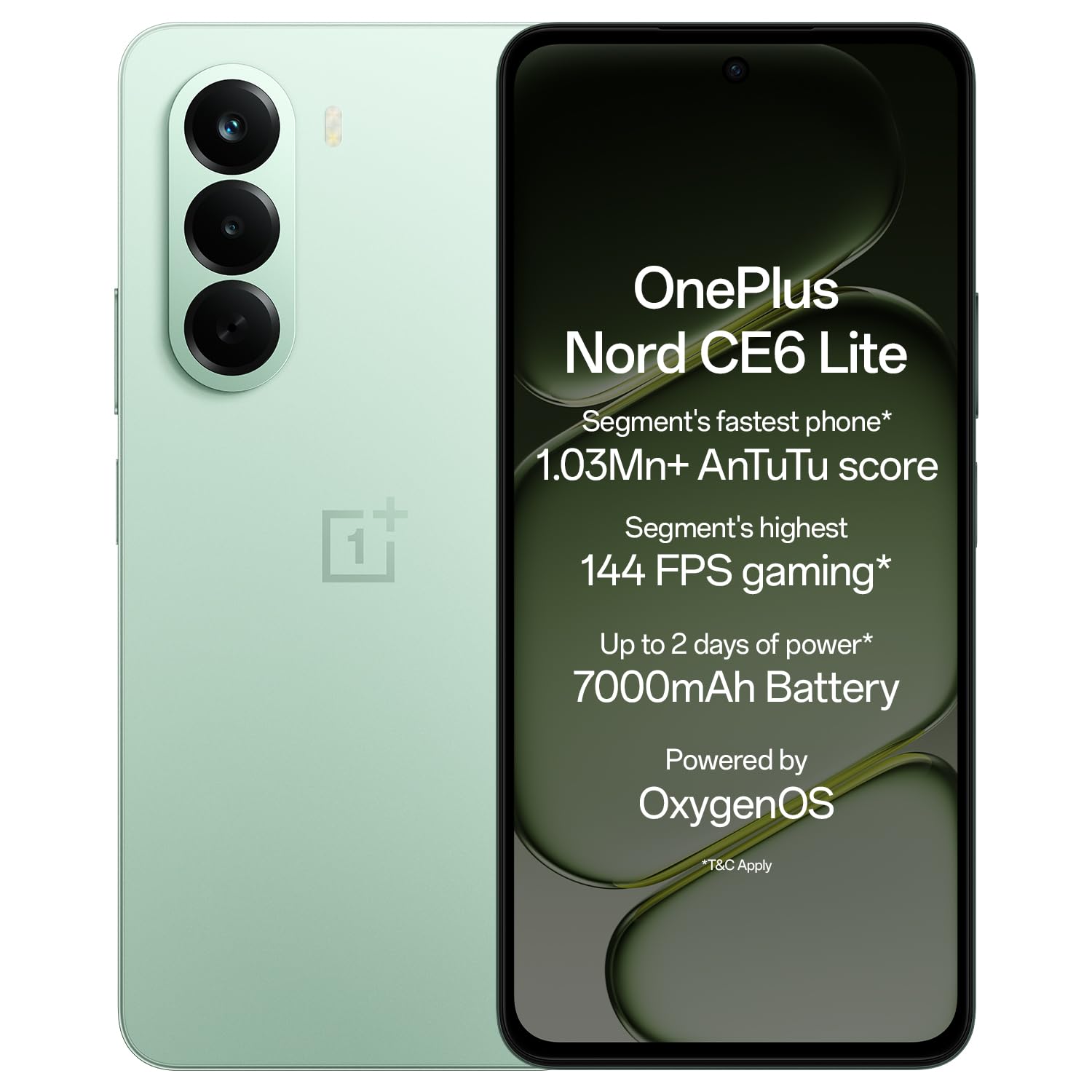 OnePlus Nord CE6 Lite | 6GB+128GB | Vivid Mint | Segment’s Fastest Dimensity 7400 Apex Processor | 7000mAh Battery | Segment’s Highest 144Hz Refresh Rate | 50MP Main Camera, 4K Video Recording