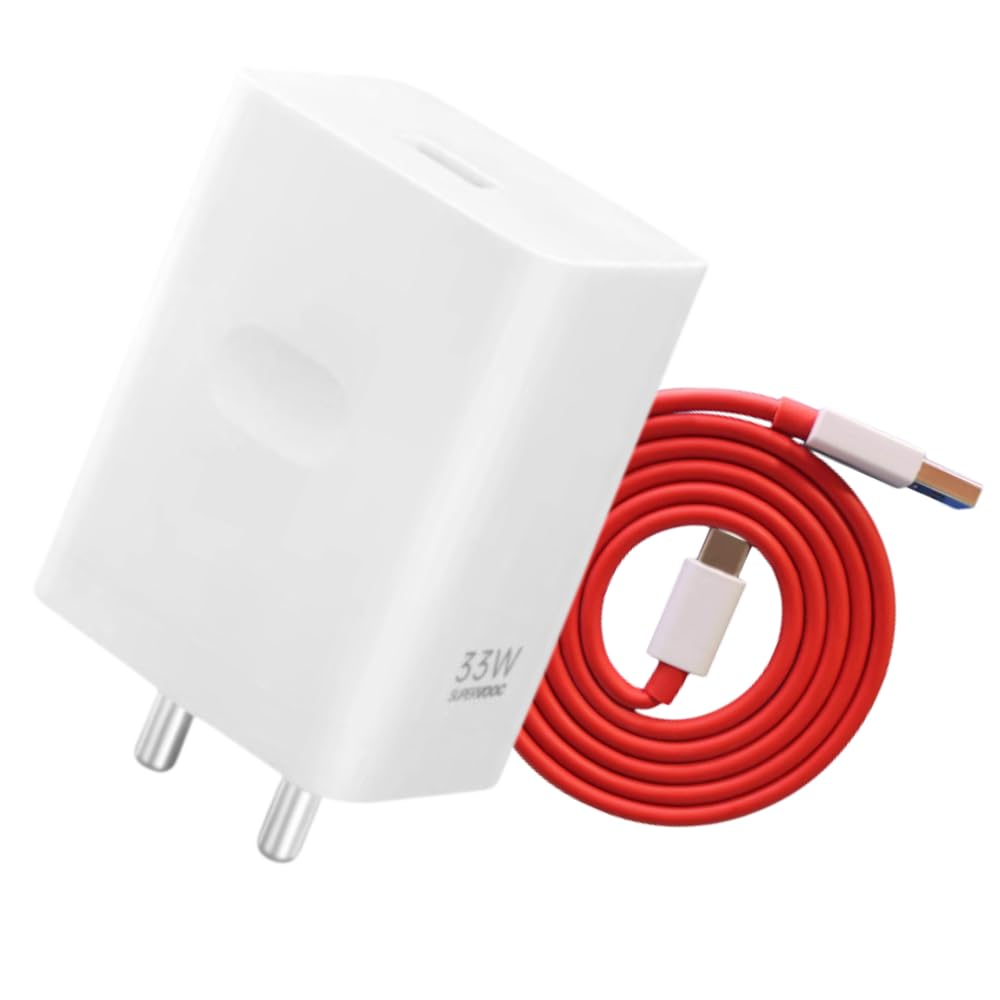 Original 33W SuperVOOC Charger with Type C Cable Compatible with oneplus 8T, 7T, 6T, 5T, Nord2,Nord3,CE4, CE3,CE3 Lite,CE2 (Adapter & Cable)