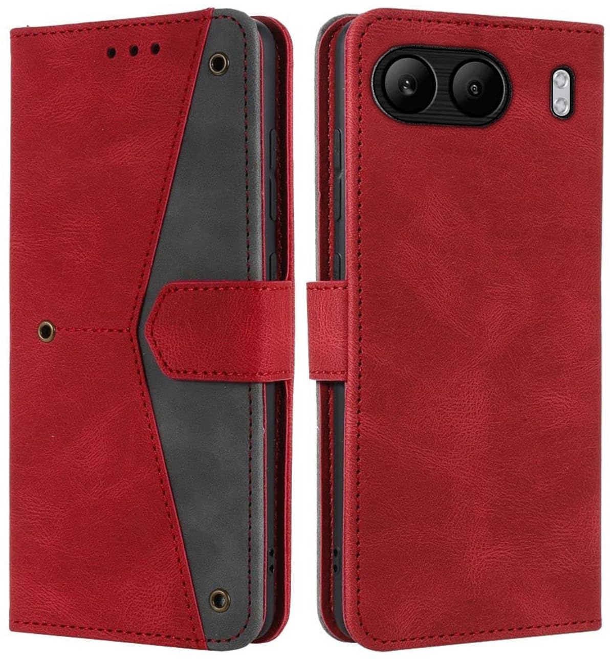 GoldKart Flip Back Cover Case for OnePlus Nord 4 5G| Dual-Color Leather Finish Flip Cover | Inbuilt Stand & Pockets | Flip Cover for OnePlus Nord 4 5G(Faux Leather, Red)