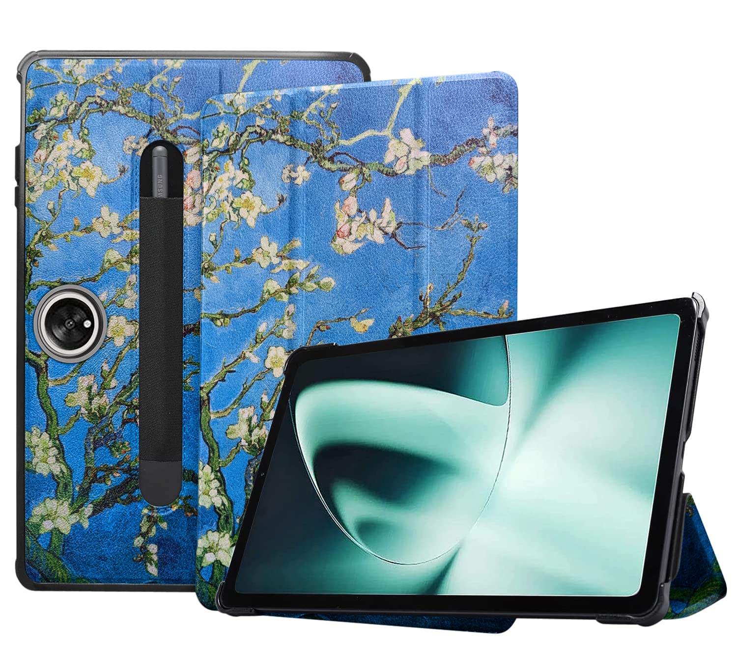 MOCA Tri-Fold Flip Case Cover Compatible with for OnePlus Pad 11.61 inch 2023 with Pencil Pocket, Auto Wake/Sleep Folio Stand (Blossom)