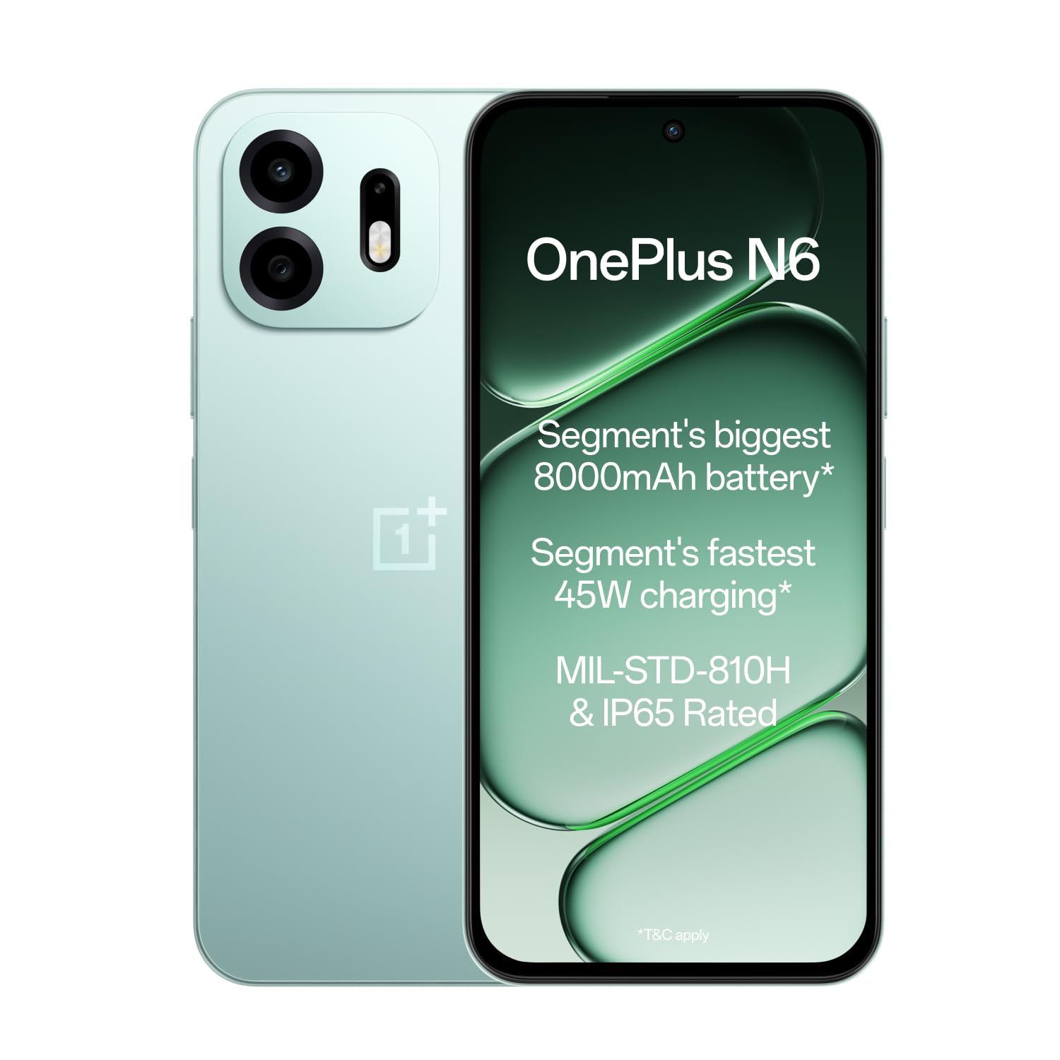 OnePlus N6 | 4GB+128GB | Fresh Mint | Segment’s Biggest 8000mAh Battery | Segment’s Fastest 45W Charging | Smooth 120Hz Display | 50MP Camera | Military-Grade Durability