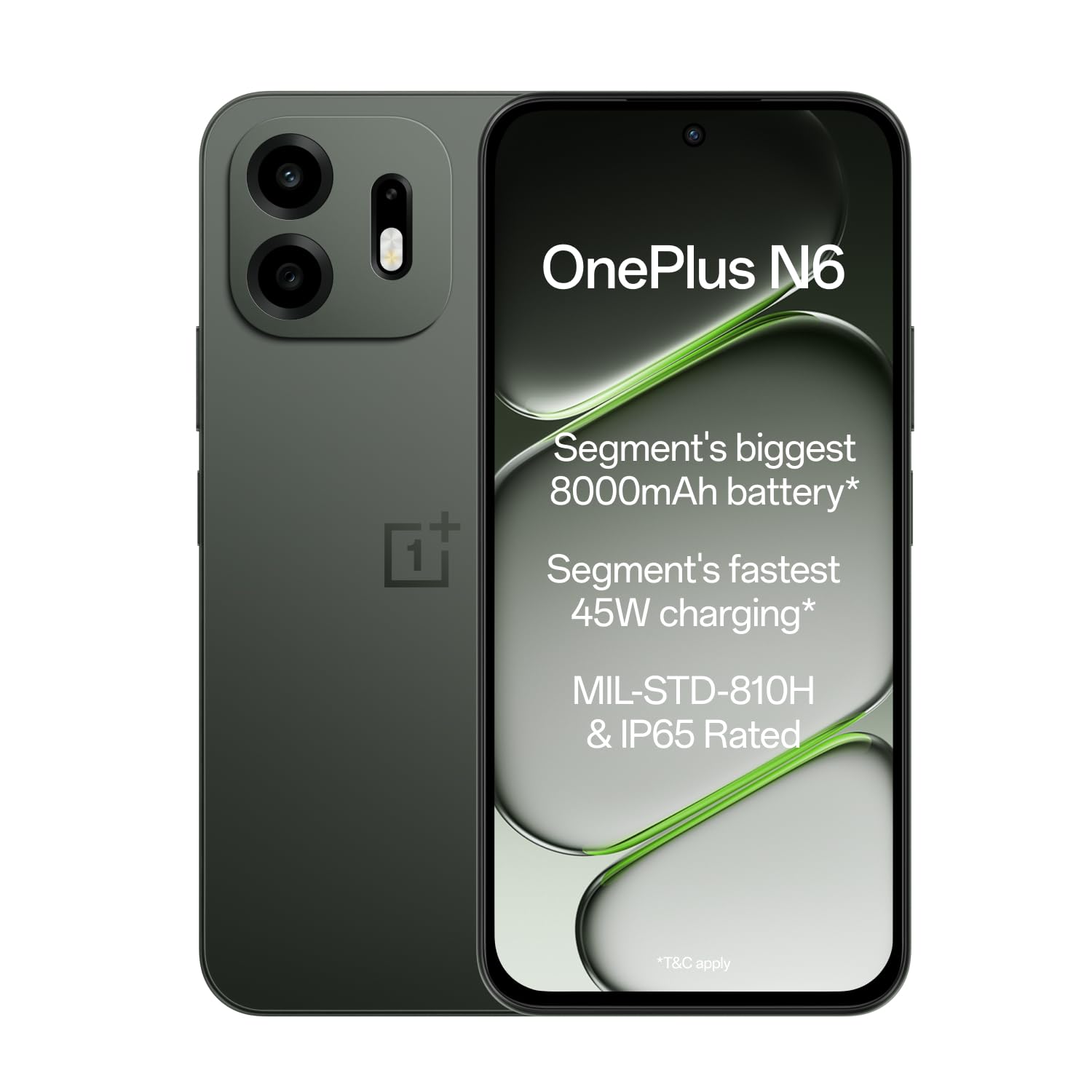 OnePlus N6 | 6GB+128GB | Midnight Green | Segment’s Biggest 8000mAh Battery | Segment’s Fastest 45W Charging | 60-Month Smoothness | Smooth 120Hz Display | 50MP Camera | Military-Grade Durability
