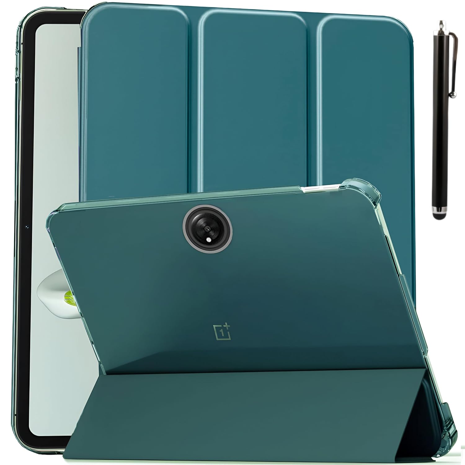 ProElite Cover for OnePlus Pad Go 11.35 inch Case Cover, Transparent Flip Case Cover for OnePlus Pad Go 11.35 inch 2023 with Stylus, Support Auto Sleep Wake, Dark Green