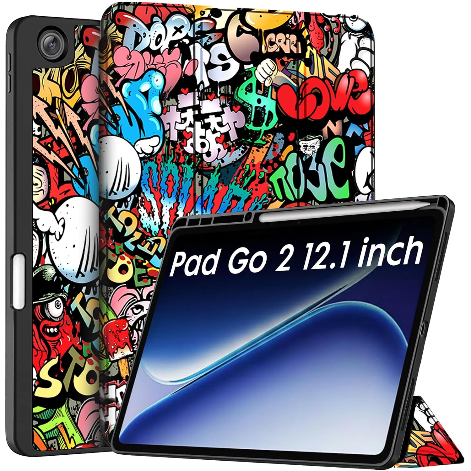 Robustrion Cover for OnePlus Pad Go 2 12.1 inch Cover Case with Pencil Holder, Trifold Cover Case for OnePlus Go 2 Tablet Cover [Auto Sleep Wake Support] – Hippy