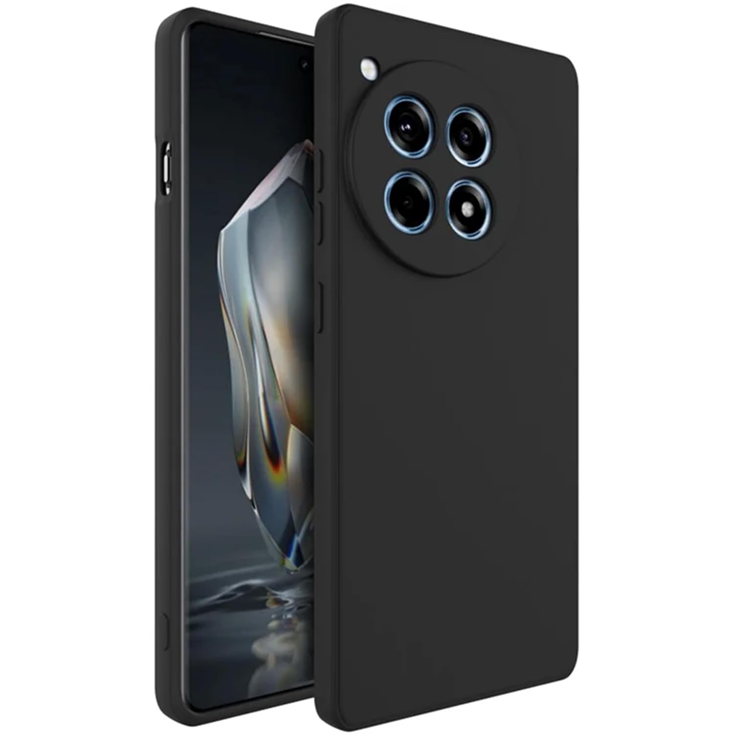 PhoneArmour Shockproof Matte Black Mobile Back Cover for OnePlus 12R – Slim Protective TPU Case with Raised Camera Guard (13326)