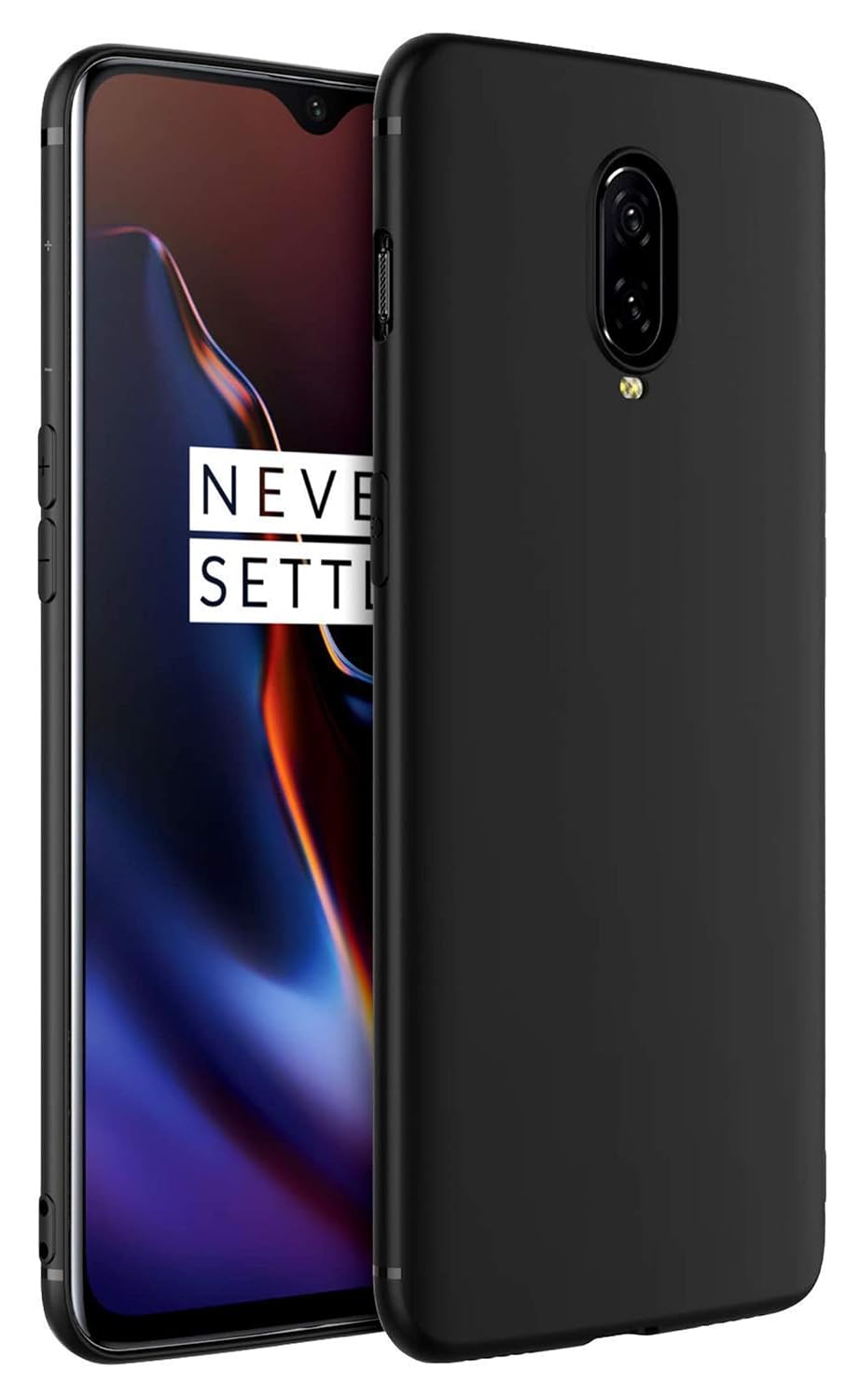 CRL Black Silicone Mobile Back Cover for Oneplus 7 (Smooth Liquid Silicone|CameraProtection|Black RL1006)