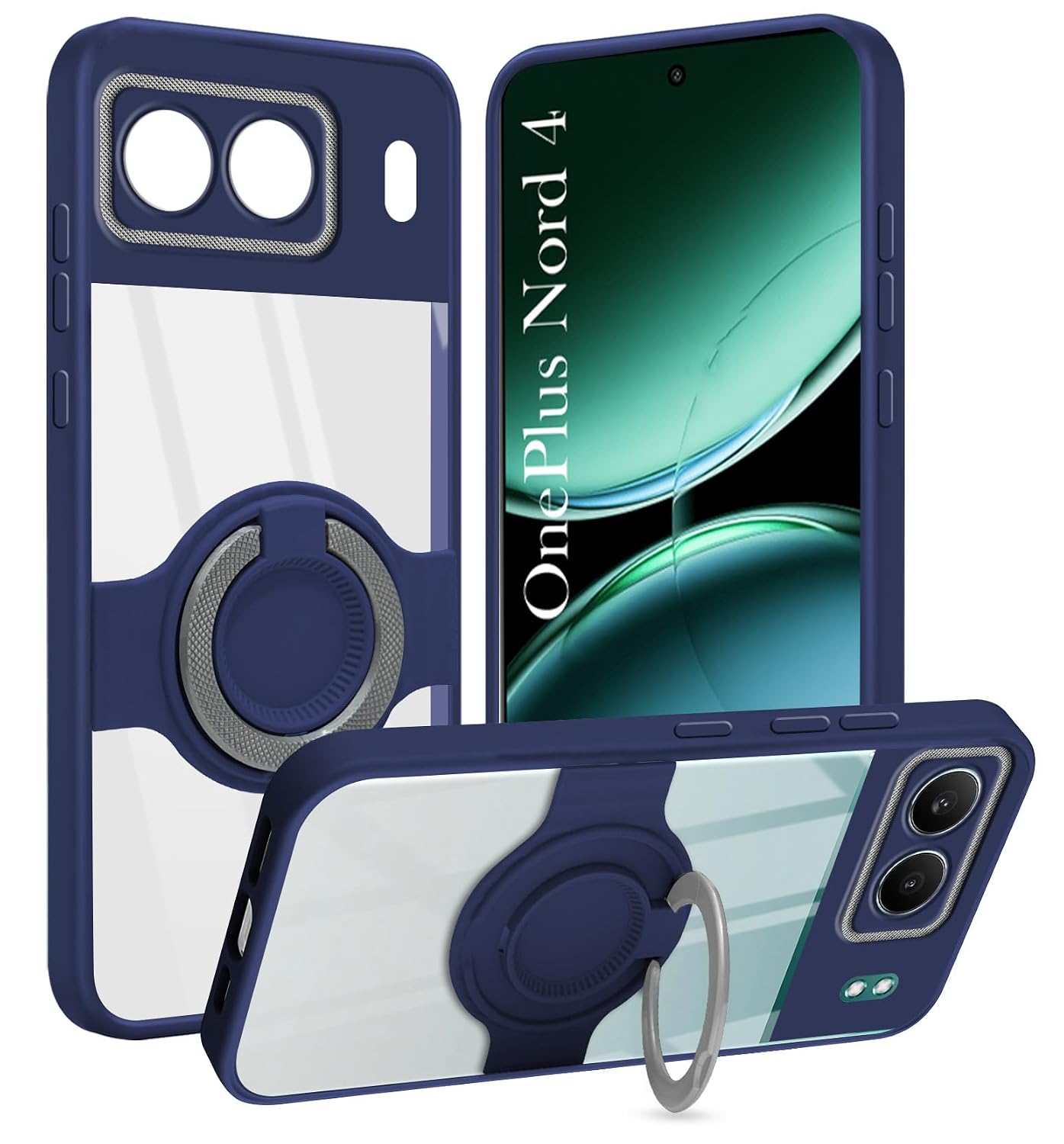 Jkobi Back Cover Case with Stand for Oneplus Nord 4 (Built-in Ring Holder Kickstand | Lifetime Anti Yellow | Camera Protection)