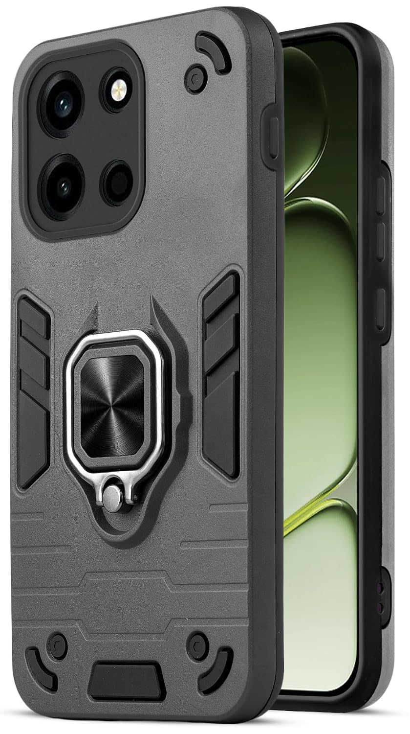 Mr. Case Back Cover for OnePlus Nord 6 5G with 360° Rotating Ring Stand | Dual Layer Shockproof Protection | Tough Frame | Raised Camera Protection Case – Grey