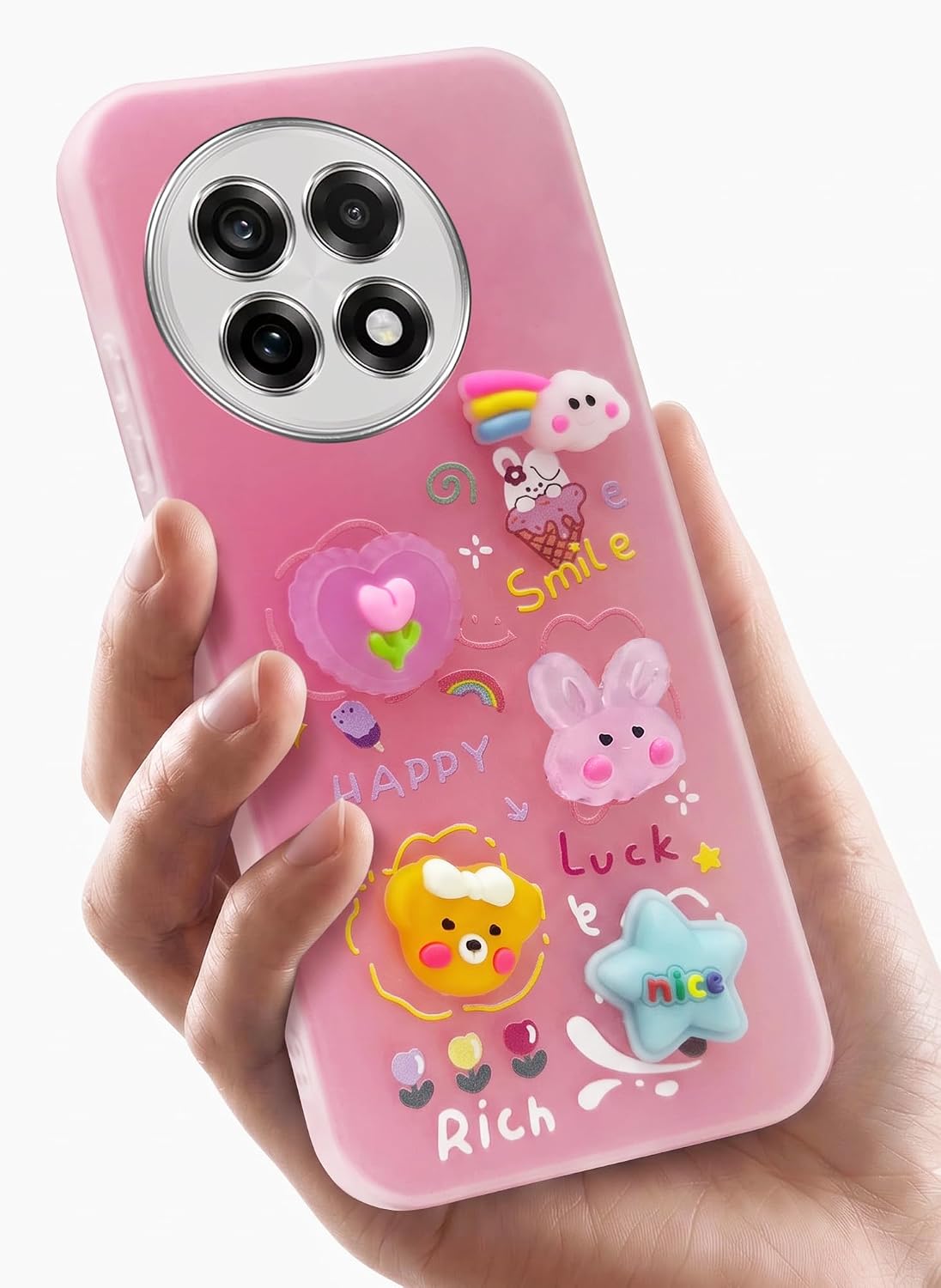 Jkobi Back Cover Case for OnePlus 13R (Cute 3D Cartoon Charms Design | Slim Aesthetic Case for Girls | Camera Protection | Hard Unbreakable)