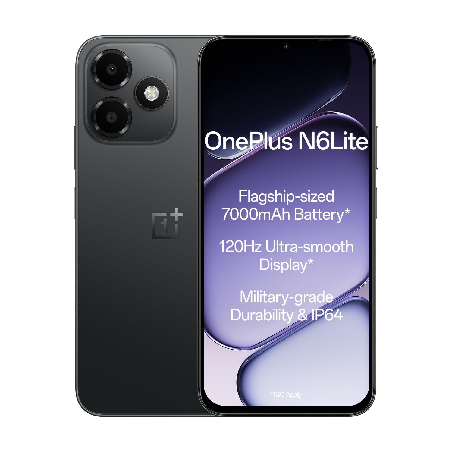 OnePlus N6 Lite 4G | 4GB+64GB | Midnight Hype | Massive 7000mAh Long-Lasting Battery | 120Hz Ultra Smooth Display | 36 Months Fast & Smooth | Military-Grade Durability